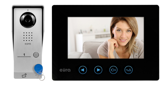 ZESTAW WIDEODOMOFONU Z CZYTNIKIEM RFID EURA VDA-91A3 MONITOR KOLOR CZARNY VDA-06A3